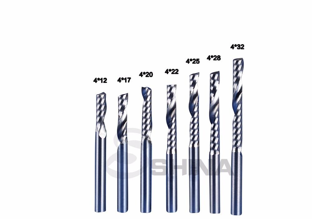 5x 4mm CNC Milling Cutter One Flute Tungsten Spiral CNC Router Bits 4*42mm