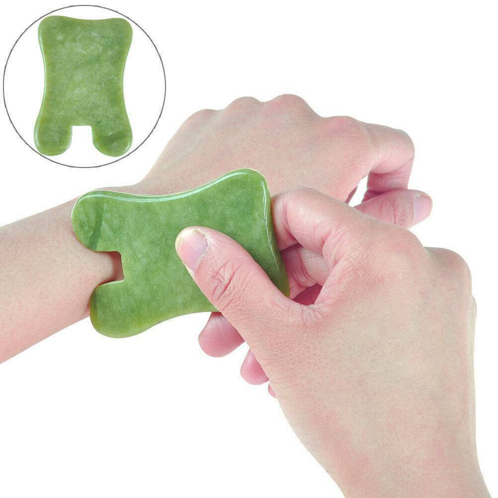 Universal Gua Sha Green Jade Scraping Board Facial Massager Health Beauty Tools