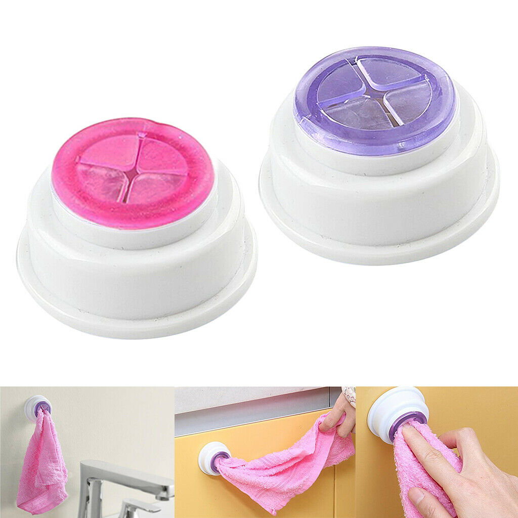 Wall Tea Towel Holder Push in Dish Cloth Kitchen Tea Towel Rack Pink+Purple