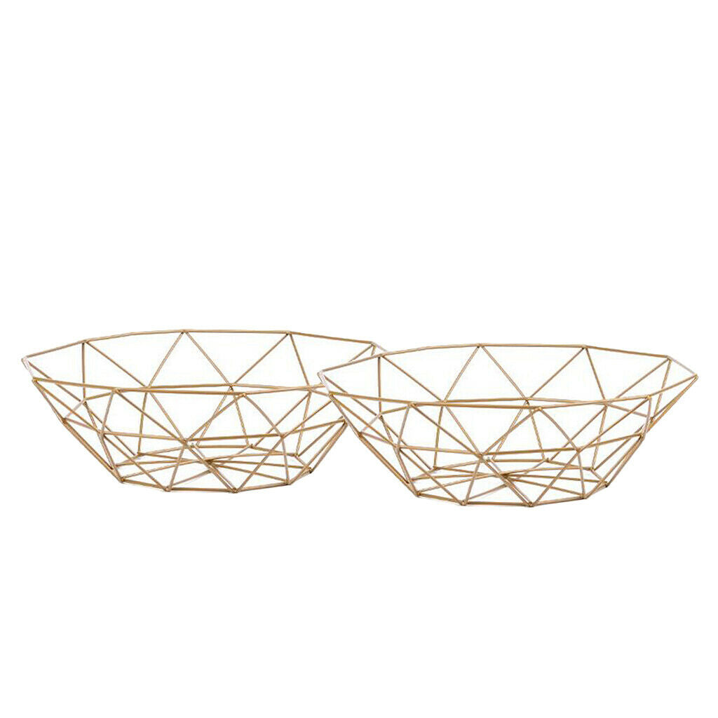 2Pcs Size_S Creative Metal Wire Fruit Snacks Basket Fruit Dish for