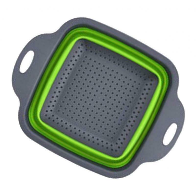 Collapsible Colander Basin Kitchen Strainer Seive Drainage Basket Green L