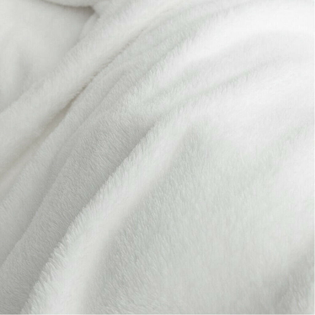 Flannel Fleece Warm Blanket Reversible Sofa Couch Throw 110x150cm White