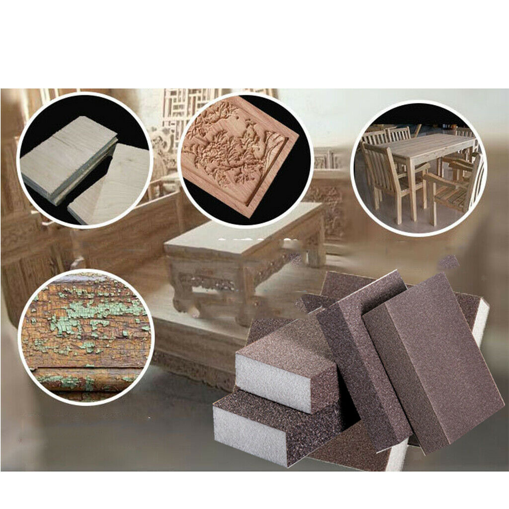 6x 6Pcs Abrasive Sanding Sponge Block Sandpaper Pad Kitchen Wood Surfaces
