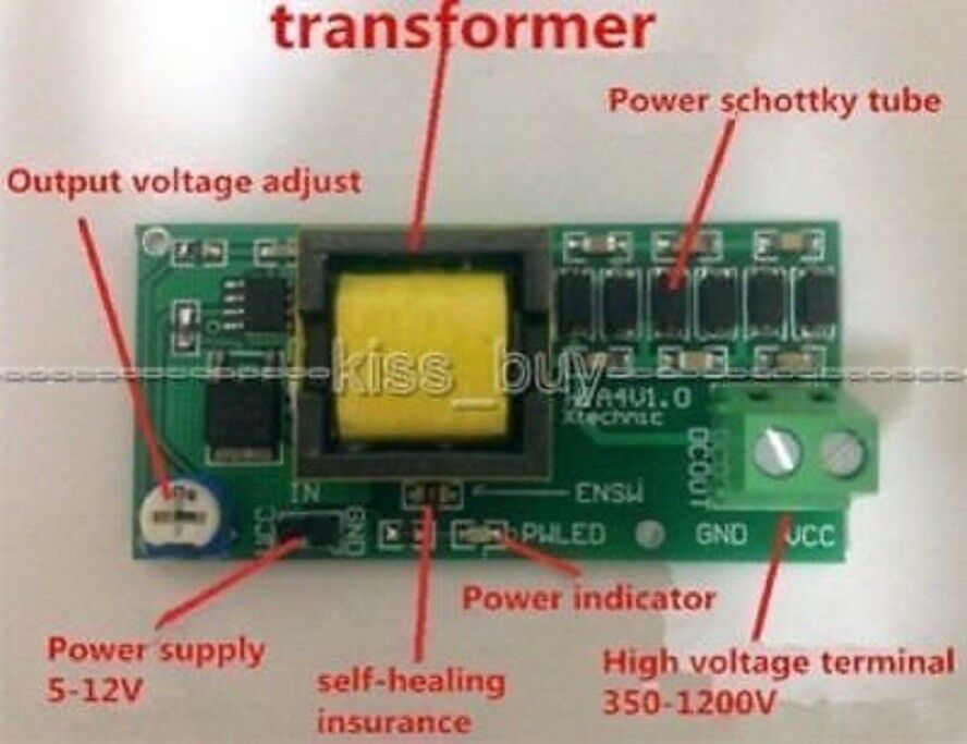Dc 5V-12V Pas Dessus 300V-1200V Haute Tension Dc-Dc Boost Convertisseur D Module