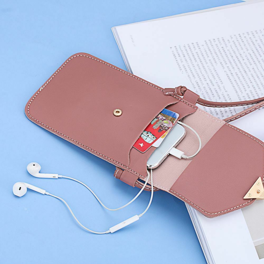 Bag PU Women Transparent Heart-shaped Decor Mobile Phone Bag Touch-Screen