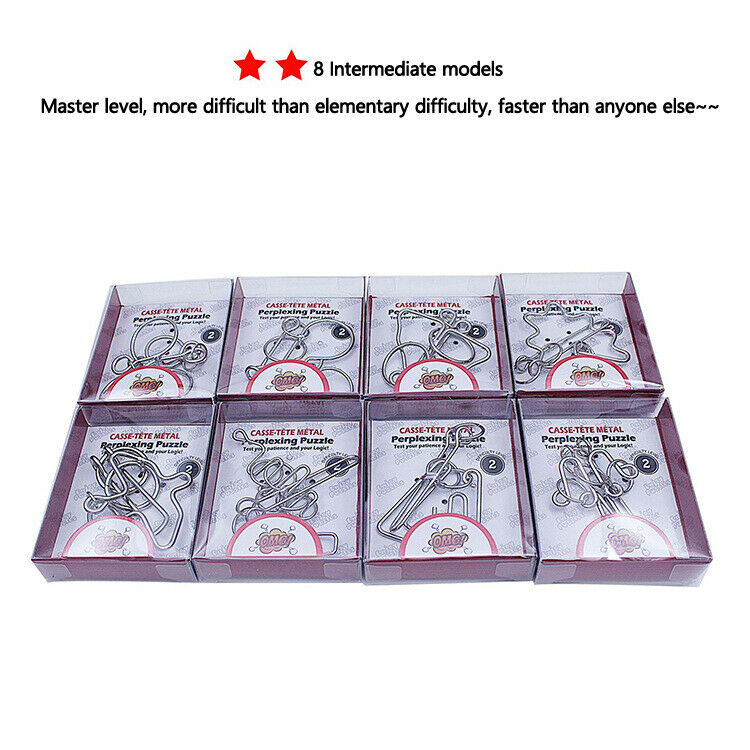 24PCS Metal Wire Puzzle IQ Mind Brain Teaser Puzzles Game for Adults Kids US