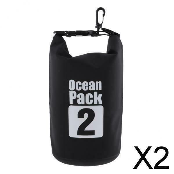 2X 2L PVC Waterproof Dry Bag Sack for Canoe Boating Kayaking Floating Black