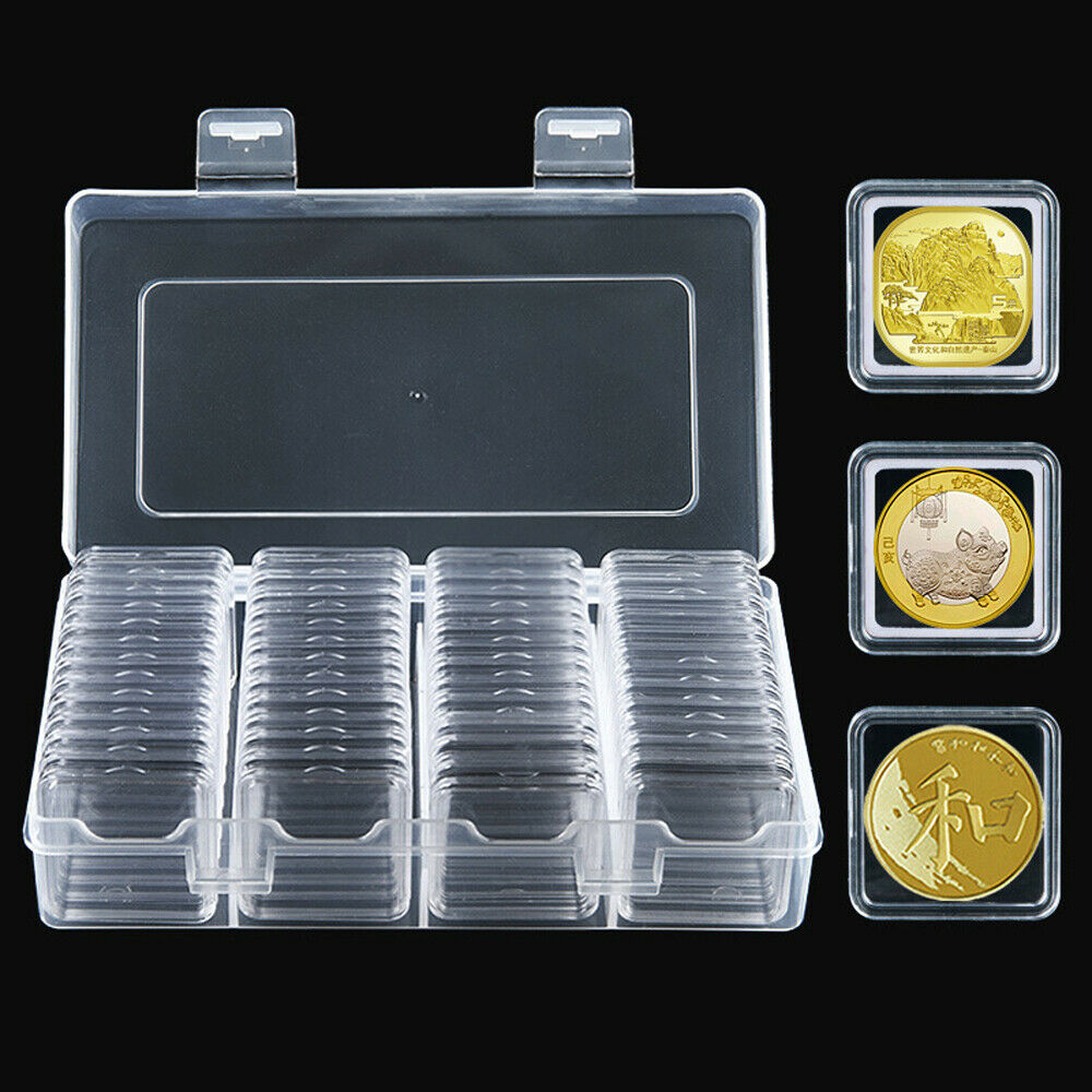 Square Commemorative Coin Storage Box with Inner Pad Zodiac Coin Collection Case