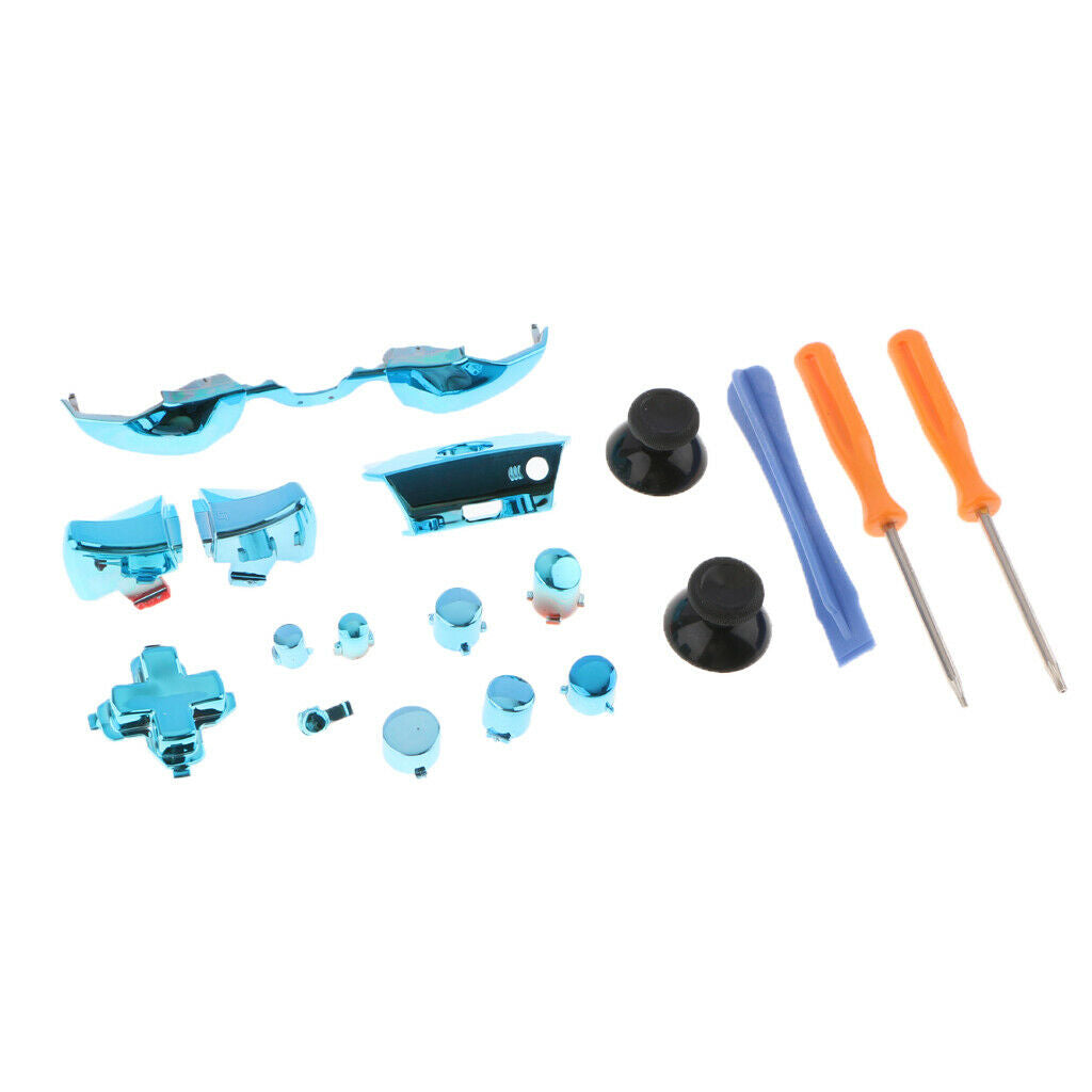Chrome Blue ABXY Dpad Triggers Full Buttons Set Bumper Kits for Xbox One Elite