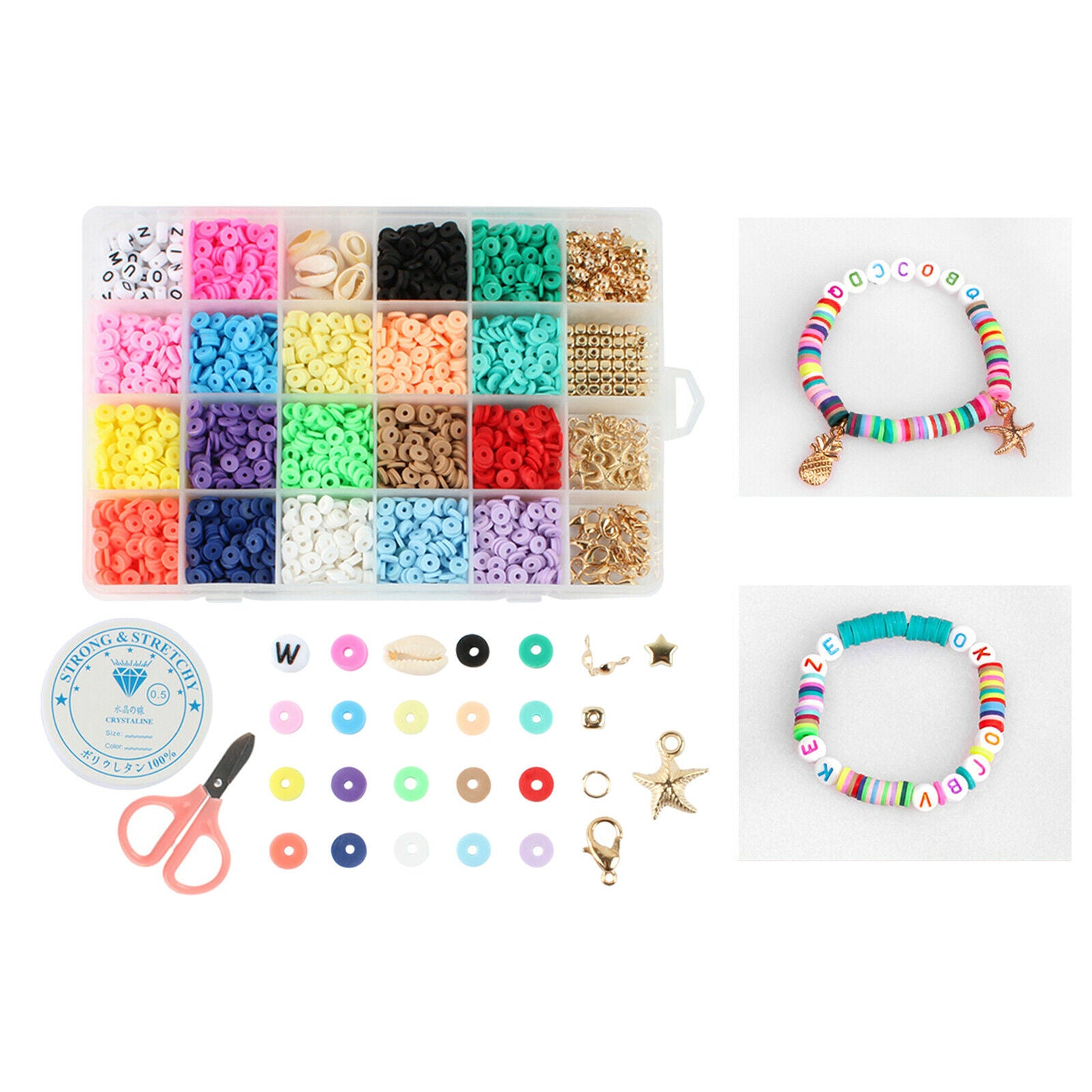 24 Grid Polymer Clay Beads for DIY Bracelets Anklet Jewelry Making Handmade