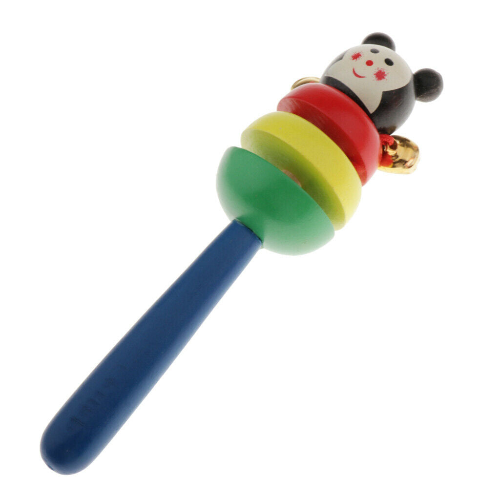 Wood Cute Baby Rattles Infant Shaking Toys Handbell Noise Maker Style Random