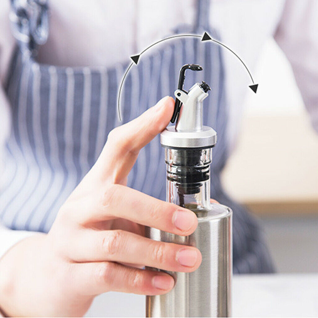 Stainless Steel Castor Oil Bottle Soy Sauce Pot Glass Vinegar Dispenser