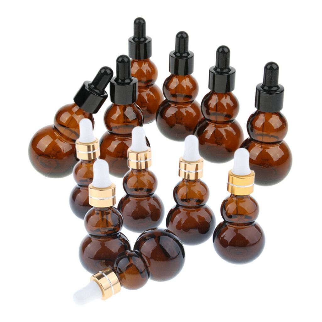 Pack 12 Glass Dropper Bottles Sample Vials w/ Eye Dropper for Essential Oils