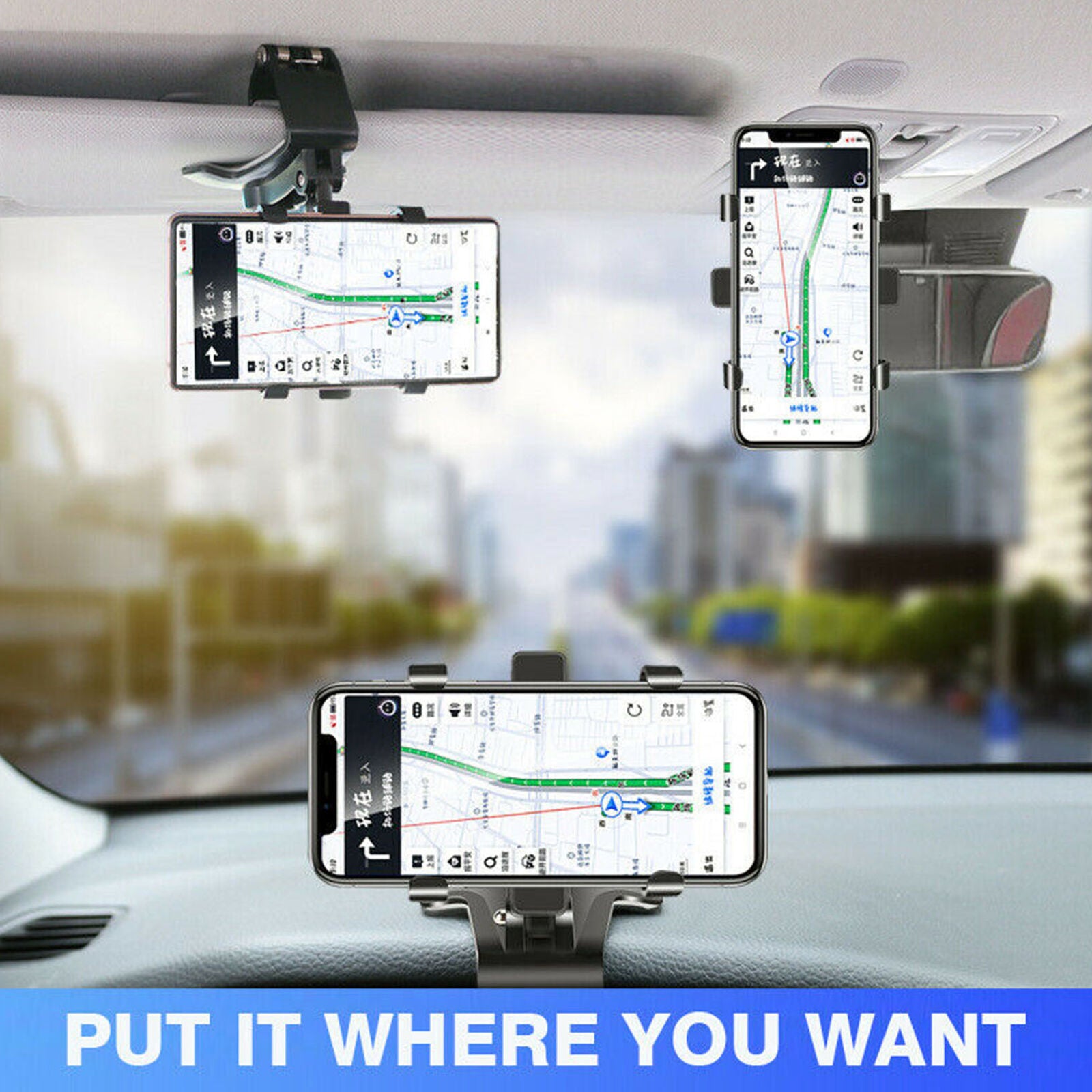 360Â° mobile phone holder car rearview mirror mirror car holder smartphone holder