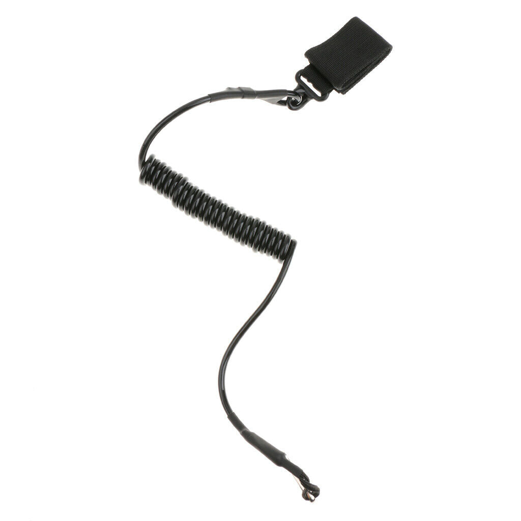 Black Multifunction Lanyard Coil w/ Clip Hook Snaps Quick Release 50cm