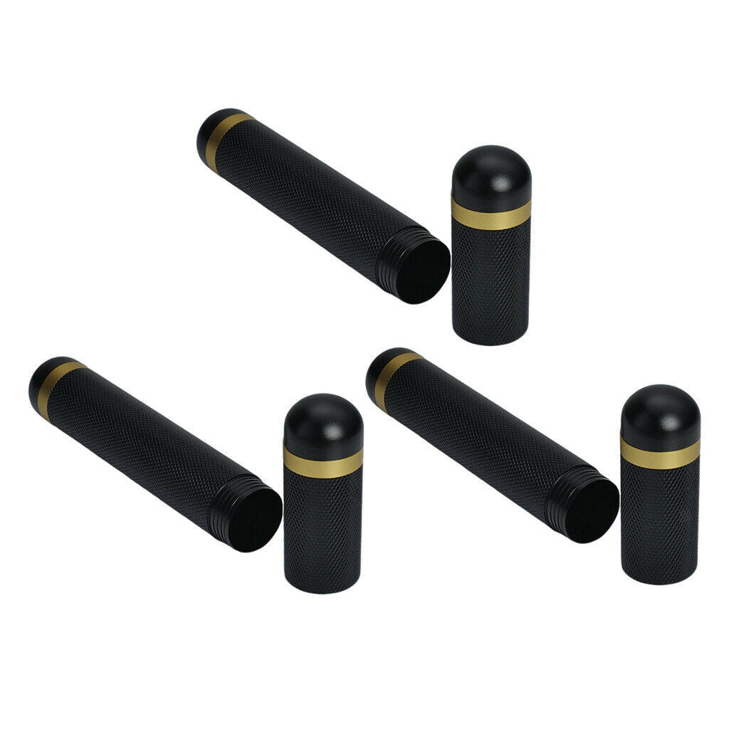 3Pieces Cigar Tube Classic Aluminum Travel Humidor Cigar Case Portable Black