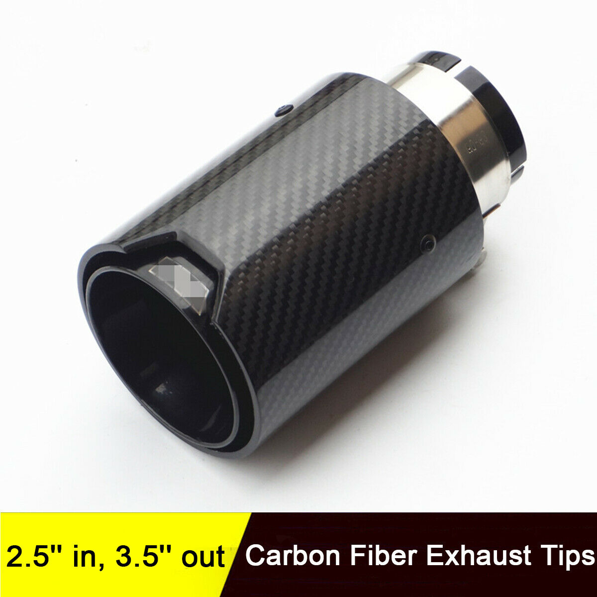 Universal Carbon Fiber Exhaust Pipe Tips 2.5'' In 3.5'' Out Real Carbon Fiber