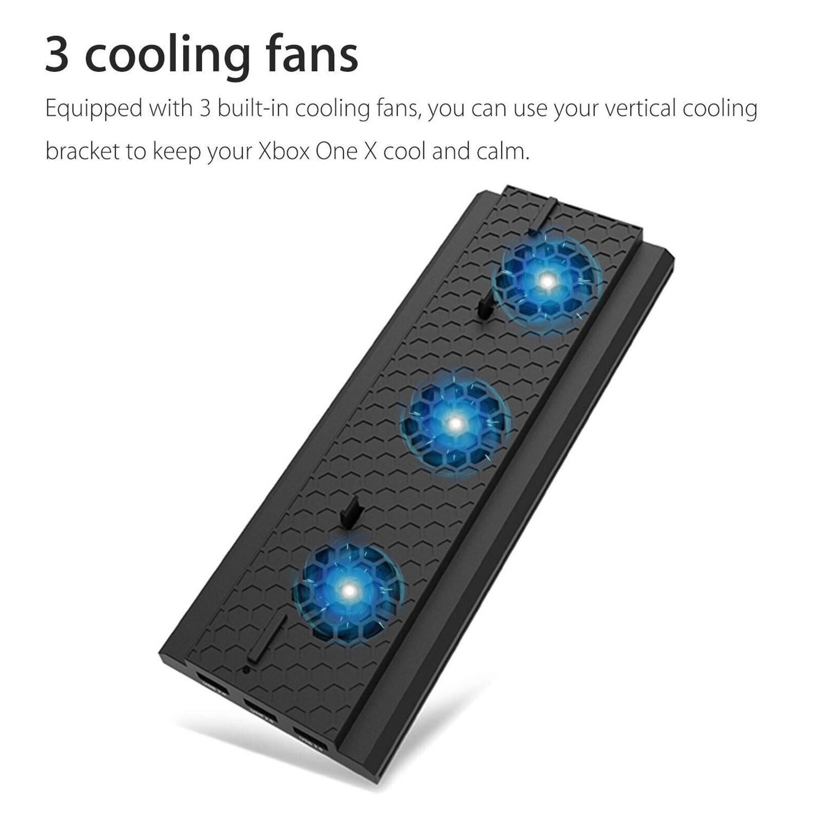 For Xbox One X Console Large Air Volume Cooling Fan 3 Ports Vertical Stand Dock