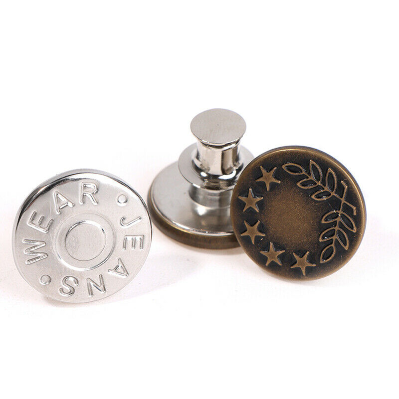 6pcs Detachable Buttons Universal Jeans Clip Snap Button Perfect Fit No S.l8