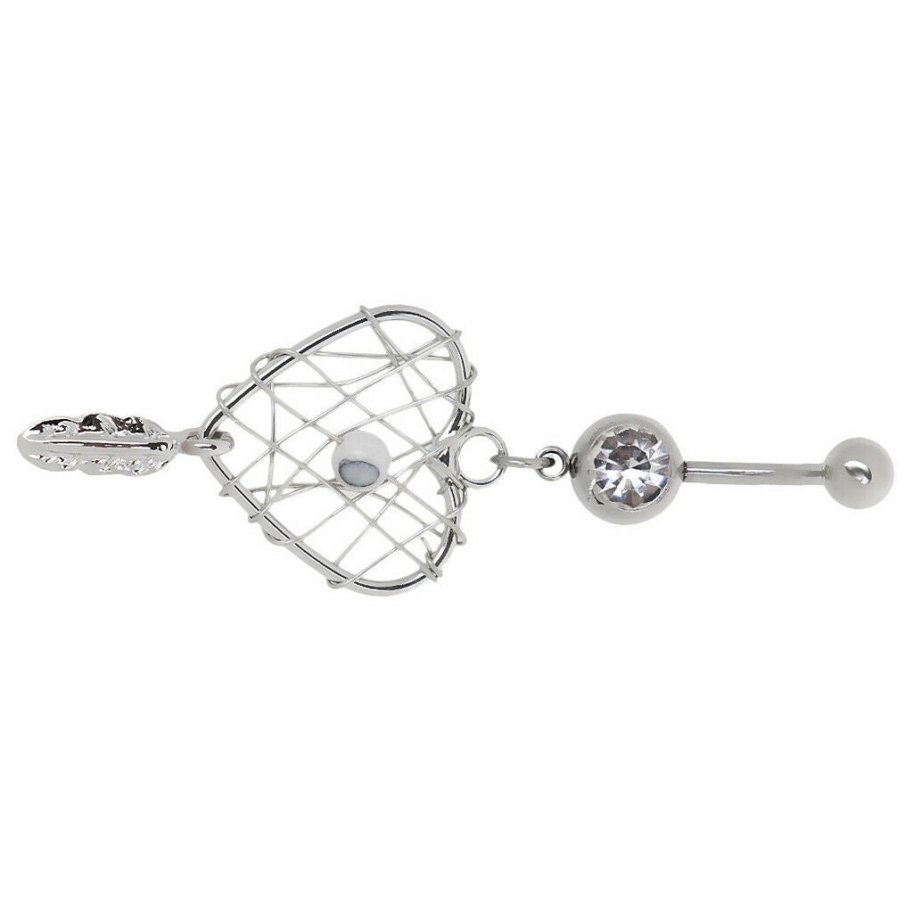 Dream Catcher Love Navel Belly Button Bar Ring Body Piercing Jewellery White