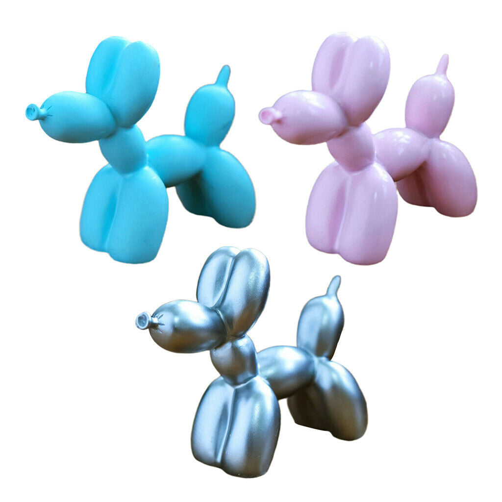3pcs Balloon Dog Home Decor Ornament Collectibles Delicate 7.5x3.5x9cm
