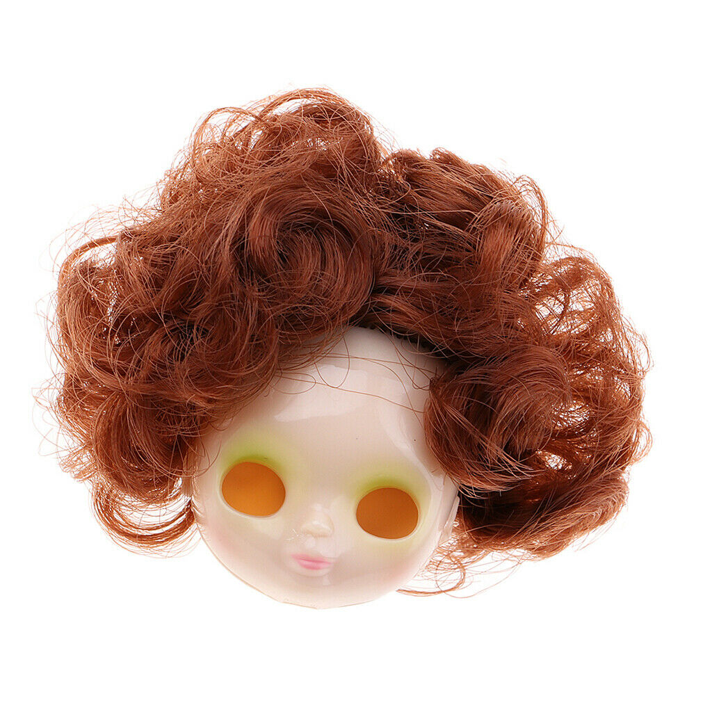 Hand Painted Makeup Faceplate With Curly Wig For Blythe