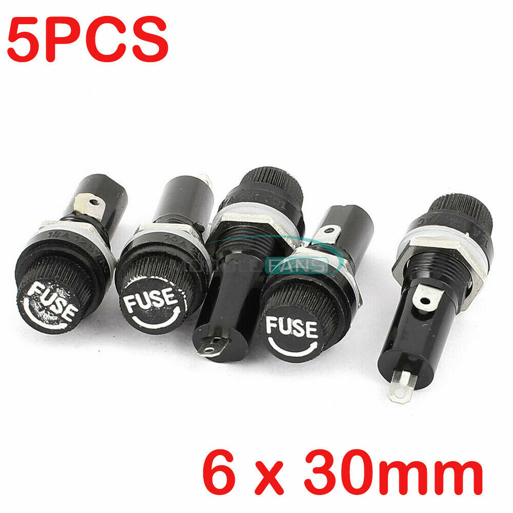 5x Panel Mounted Screw Glass 6x30mm Fuse Holder Bolt-On Car/Truck/Boat 12V-24VDC