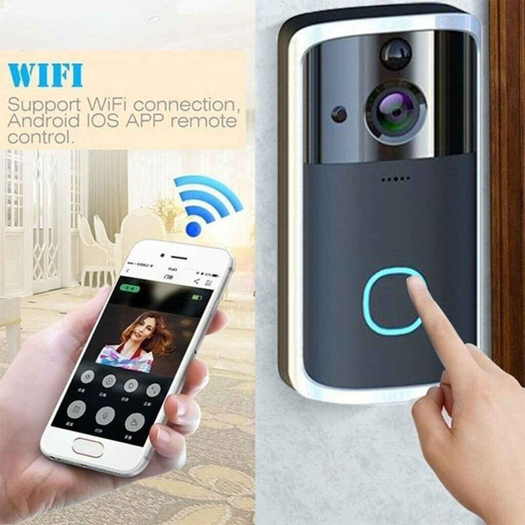 FHD1080P Black Video Doorbell Wire-Free Camera Security   Night Vision