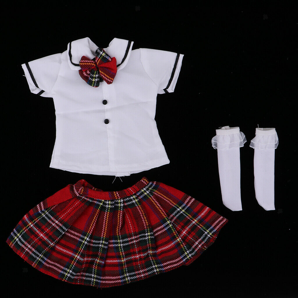 Lovely T Shirt Plaid Skirt Party Clothes Set for 1/3  Sd