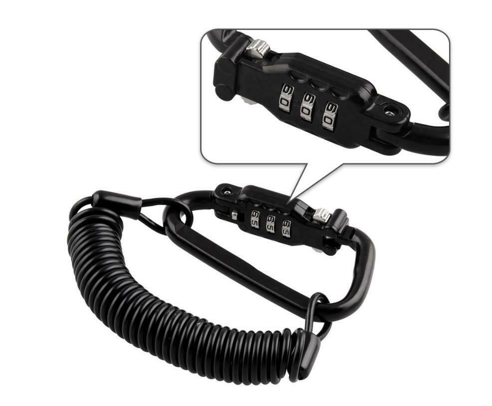 Motorcycle Helmet Lock Cable Black Tough Combination 3 Digit Password Anti-theft