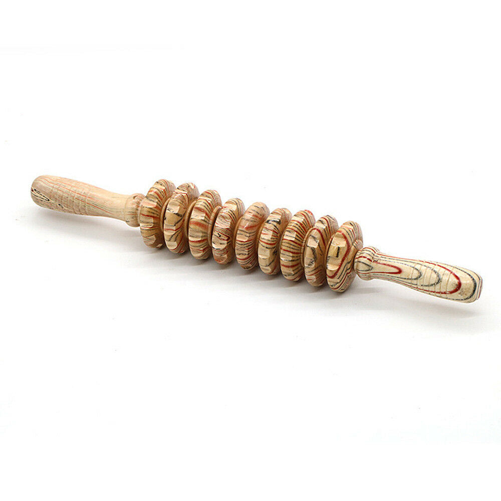 Wooden Roller Trigger Point Stick Body Therapy Massager Wand Muscle Relief Tools