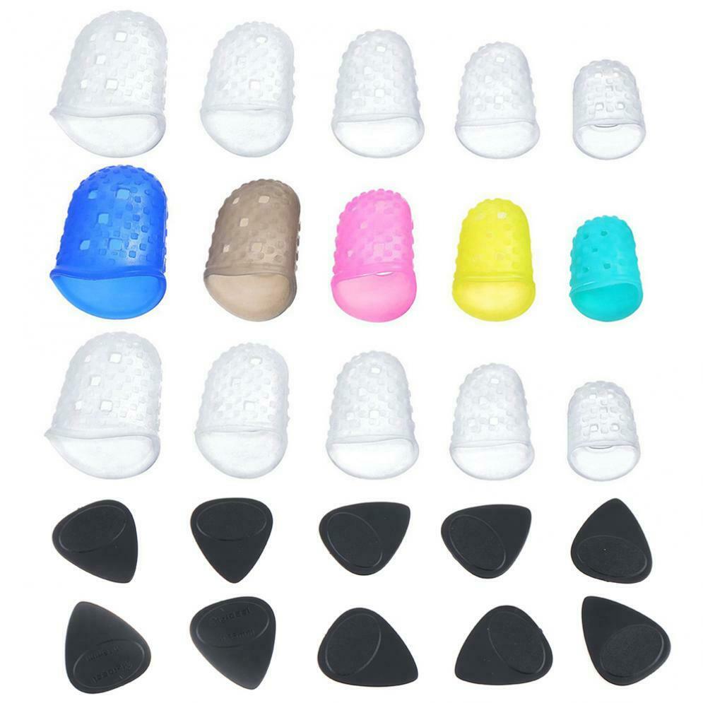 25xGuitar Accessories Kit Guitar Picks+Silicone Fingertip Cover Finger Protector
