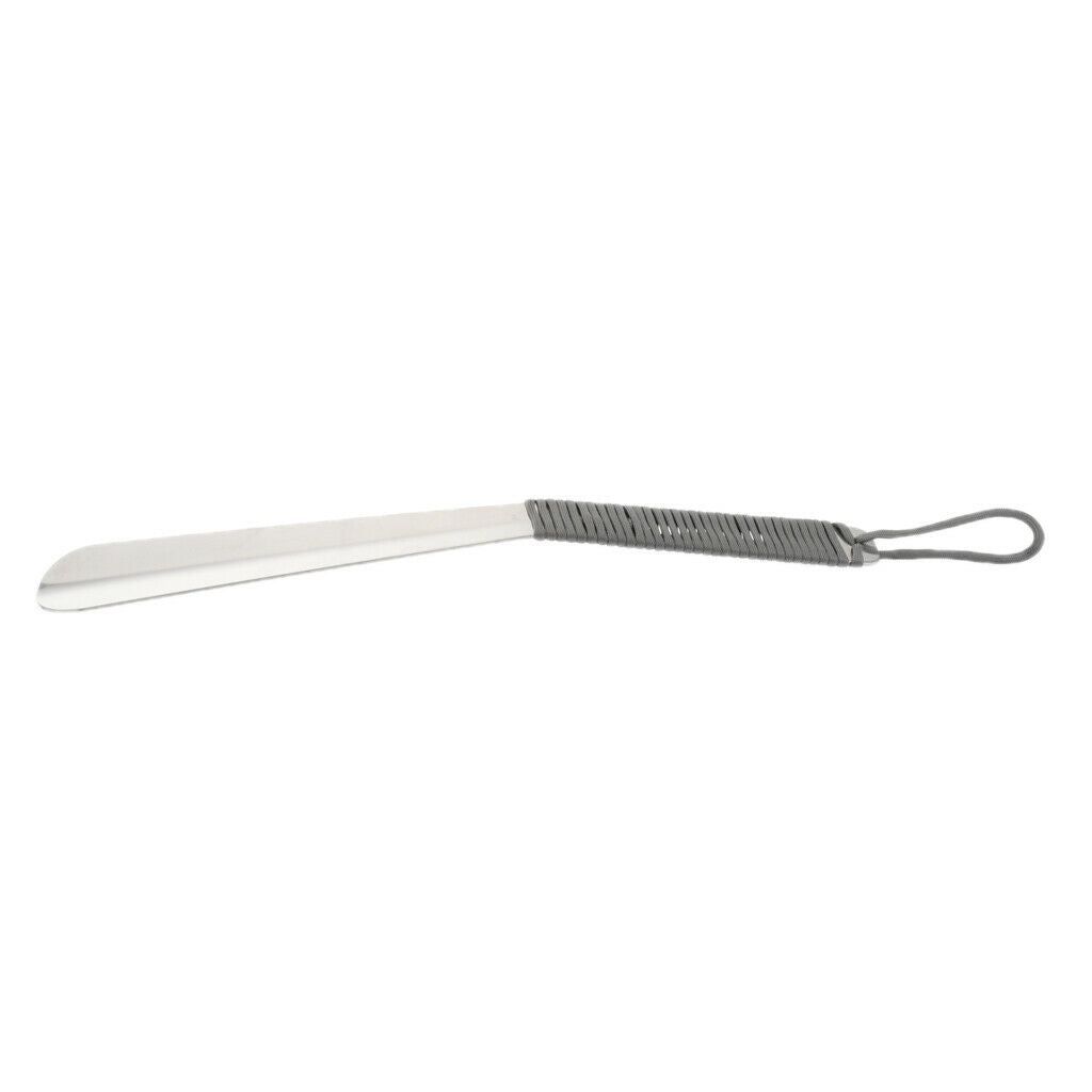 Stainless Steel Shoehorn with Paracord Long Handled Shoehorn Unisex Gray