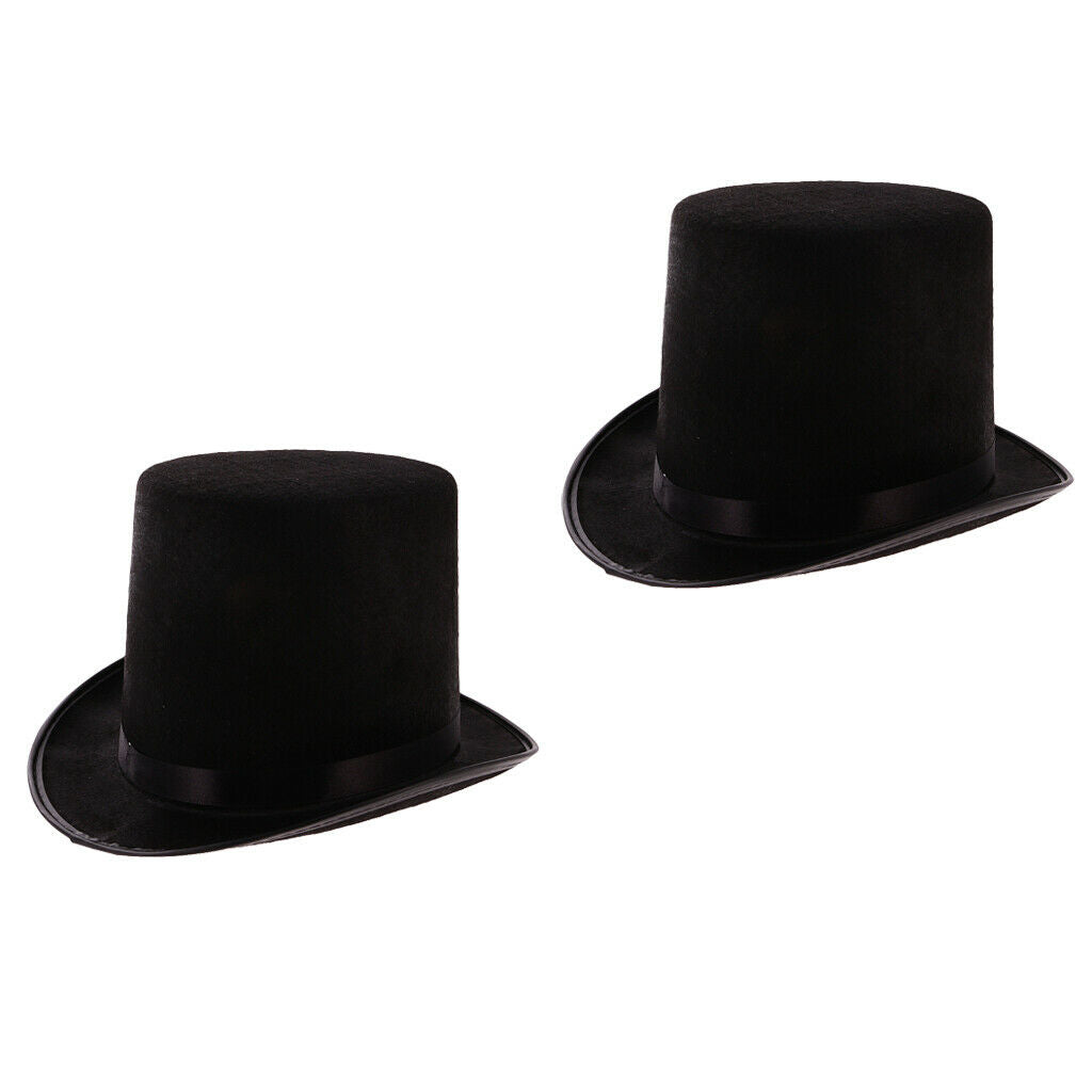 2 Pieces Novelty Black Top Hats for Women & Men - Magician Dress Up Hats