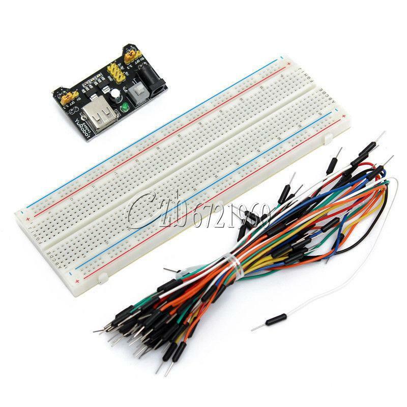 MB102 830 Point Solderless PCB Breadboard+65pcs Jump Cable Wires+Power Supply HO