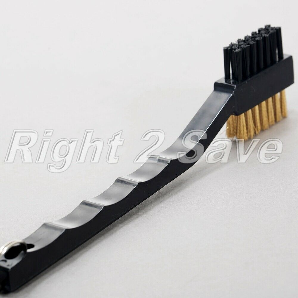 1Pair 2 Sided Brass Wire Nylon Golf Club Brush Groove Ball Cleaner Clip Kit Tool