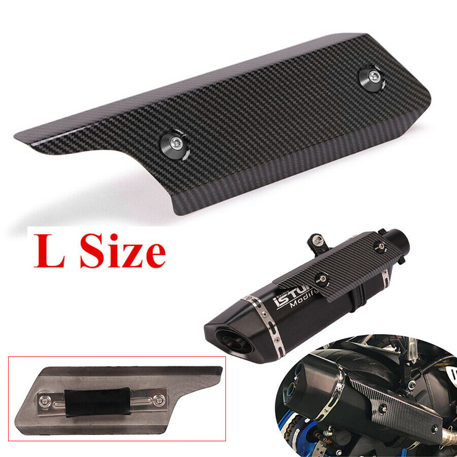 1pc Carbon Fiber Look Steel Motorcycle Hexagonal Exhaust Pipe Heat Shield Cover