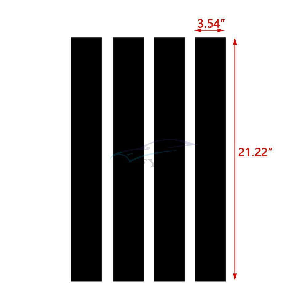 4 Pieces Universal Vehicle Black Anti-UV Hood Fender Hash Mark Stripe Stickers