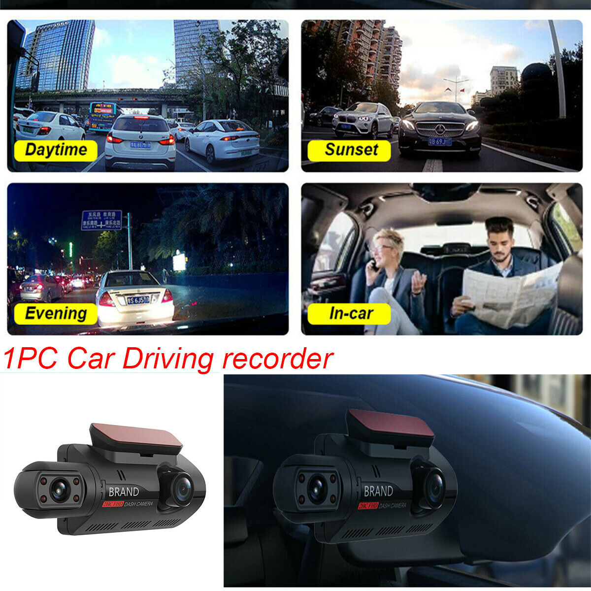 1080P HD Display Dual Lens Car Driving Recorder Camera DVR Car Video G Sensor
