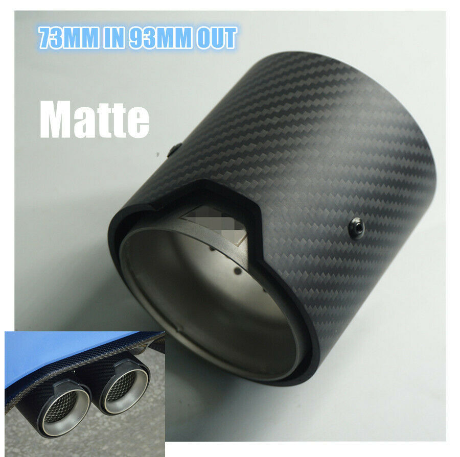 1PC 73MM IN 93MM OUT Matte Universal 100% Real Carbon Fiber Exhaust tip  For BMW