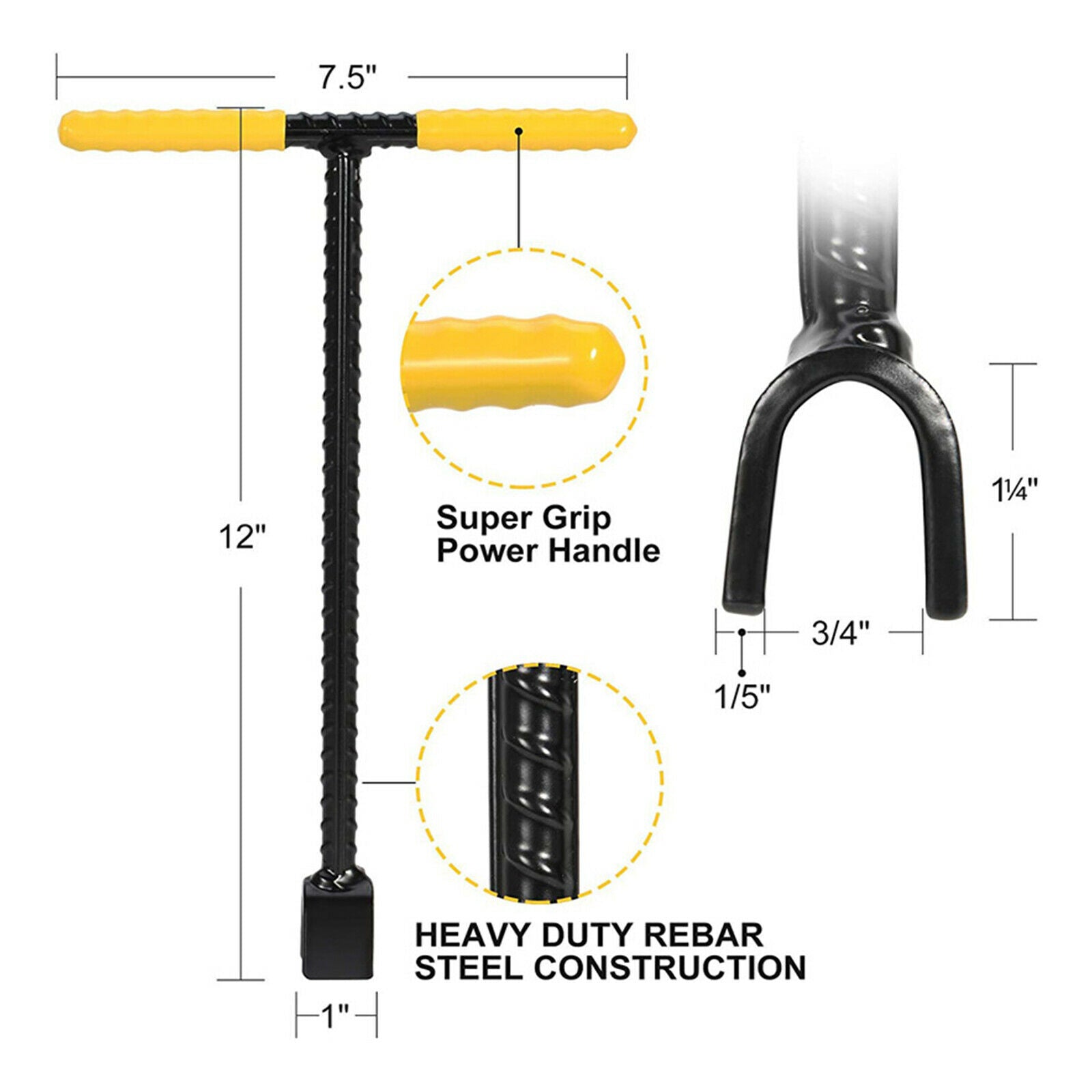 12" Water Meter Key with 4-way Utility Key for Curb Main Water Shutoff Valve