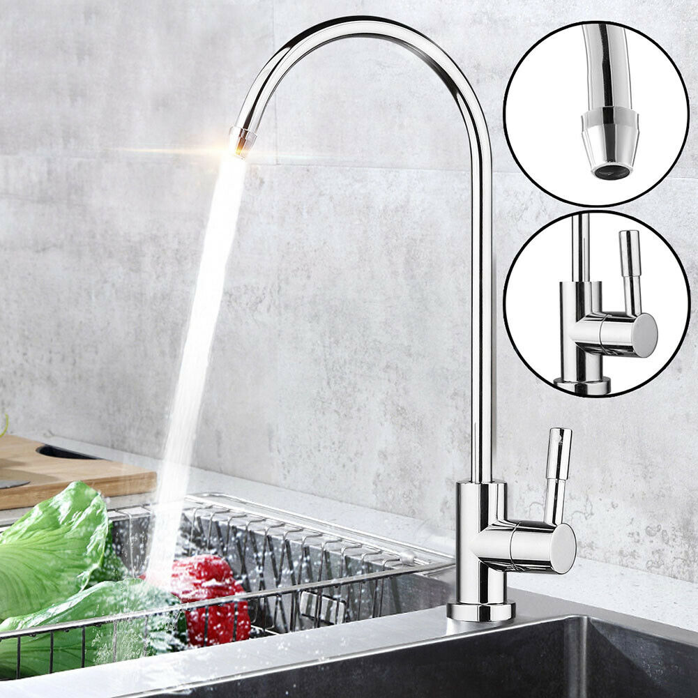 1/4 inch 360° RO Water Filter Faucet Reverse Osmosis System Goose Neck Sink Tap