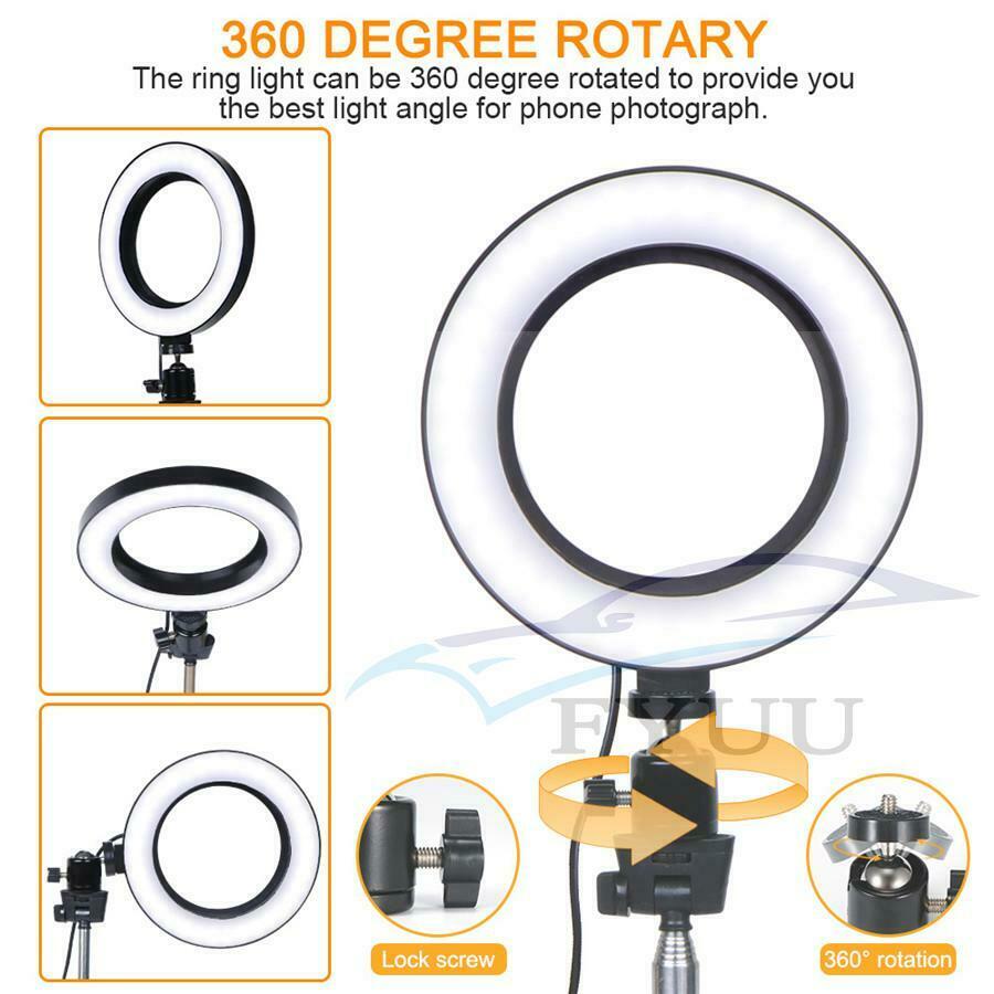 LED Ring Light Lamp Selfie Camera Phone Studio Tripod Stand Photo Video Dimmable