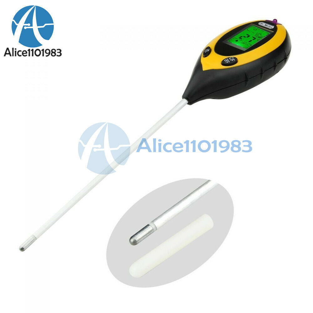 4 In 1 LCD Digital Soil Moisture Humidity Temperature Sunlight PH Tester Meter