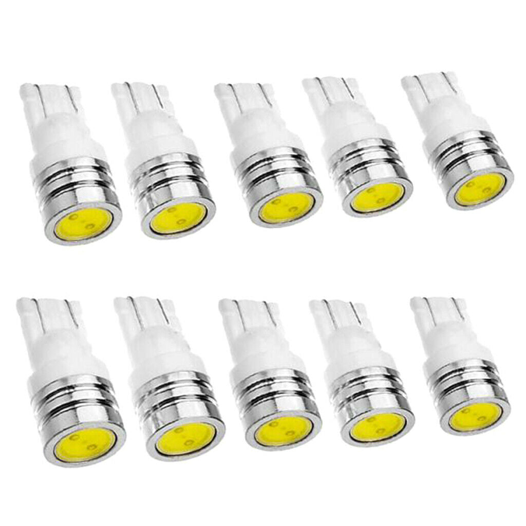 10 Pieces T10 1.5W Bright White LED Position Light Wedge Bulbs for Car Interior