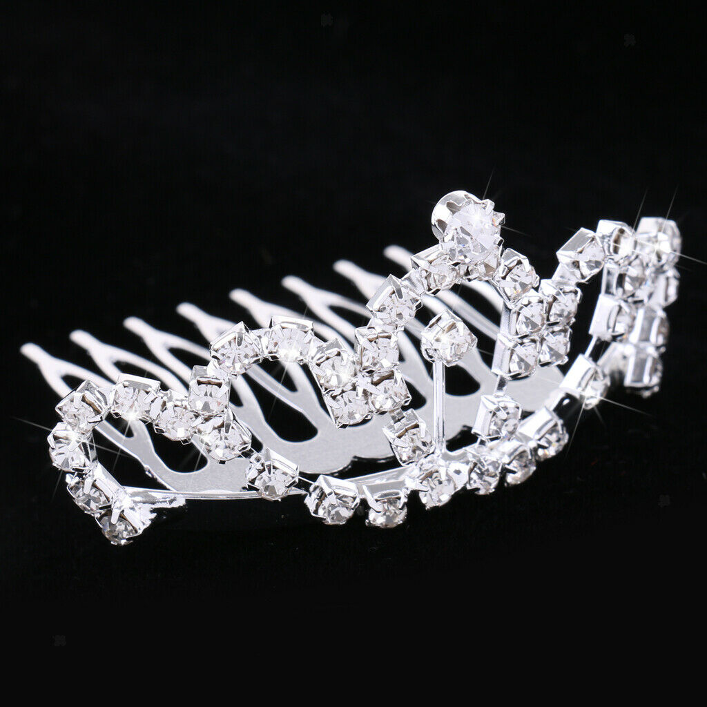 Children Girl Princess Mini Crown Comb Diamante Rhinestone Tiara Hair Clip