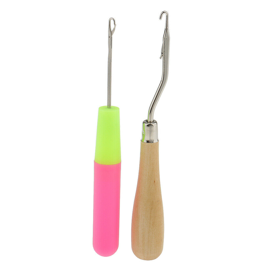 2pcs Latch Hook Crochet Needle Hair Extension Rug Making Knitting Interlock