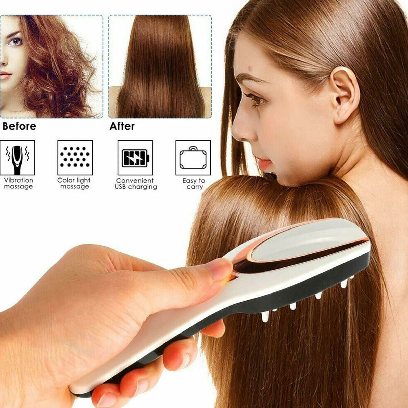 3 in1 Electric Phototherapy Massager Comb Head Scalp Vibration Relax Hair Brush