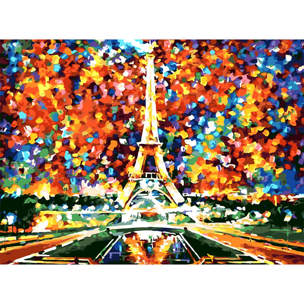 Paint By Numbers Dazzling Eiffel DIY Digital Oil Painting Canvas Picture  @