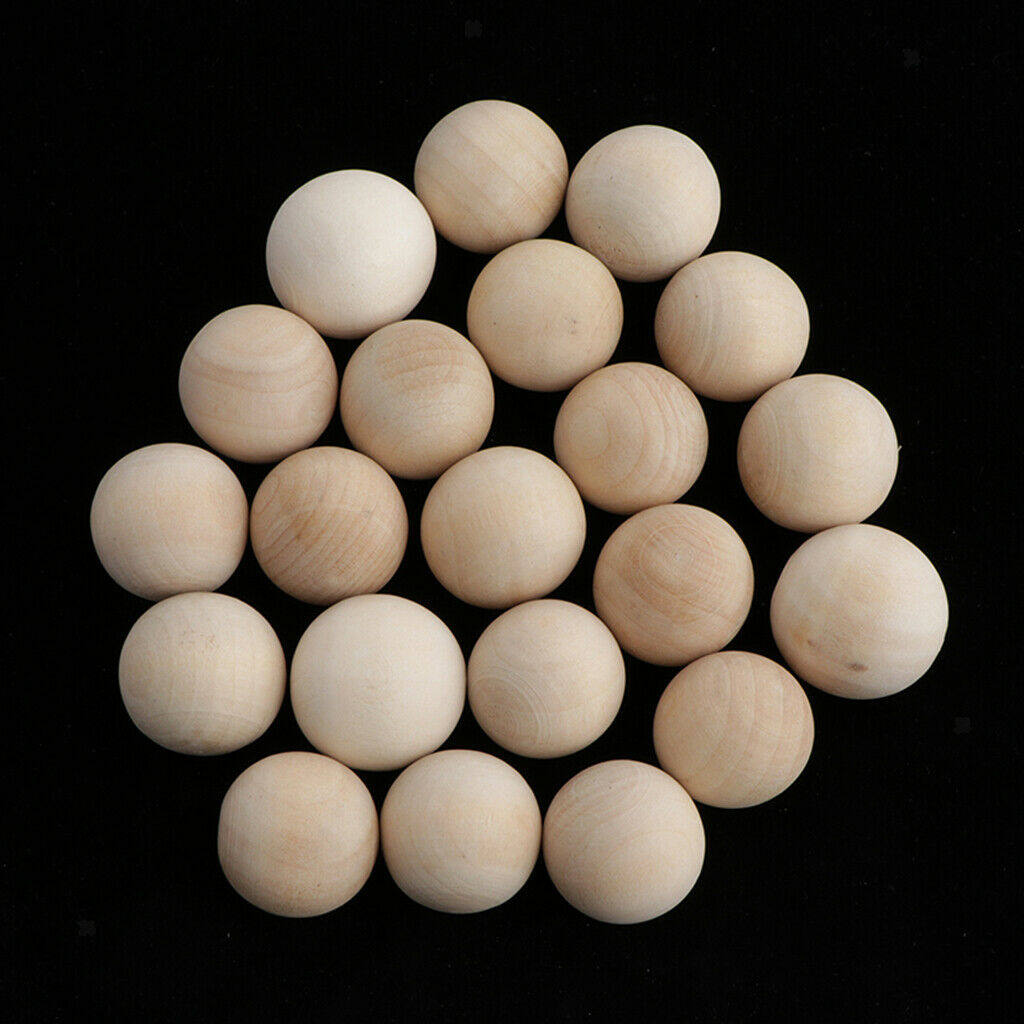 20Pcs Wooden Hardwood Balls 3cm Round Beech Wood Beads for Crafts Toys